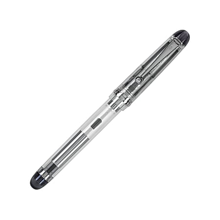 Pilot® Custom 74 Clear Fountain Pen With 14K Gold Nib, Broad Point, Clear Barrel, Black Ink