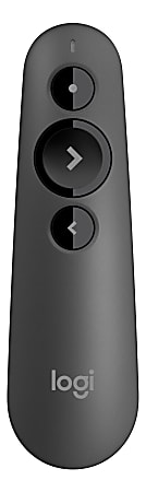 Logitech® R500 Universal Laser Presentation Remote, 3.56"H x 1.44"W x 9.76"D, Graphite, 910-005333