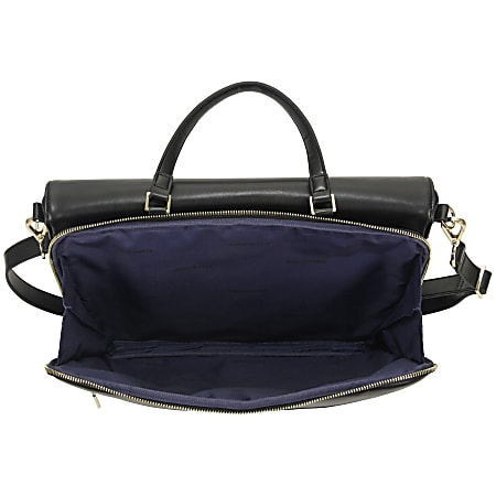 Kenneth Cole Reaction Faux Leather Double Compartment Womens Laptop Case With 15 Laptop Pocket 11 14 H x 15 12 W x 3 D Black Office Depot
