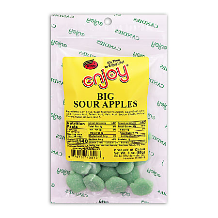 Enjoy Big Sour Apple Gummy Candy, 3 Oz Bag