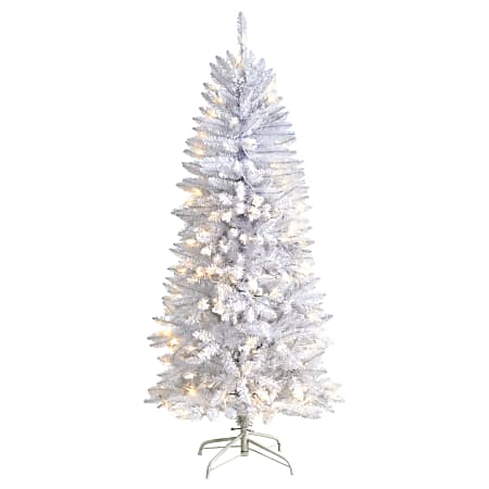 Nearly Natural Slim Artificial Christmas Tree, 5’H, White