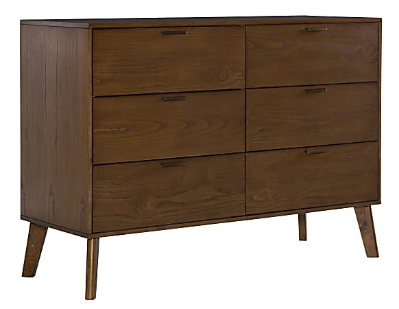 Linon Home Decor Products Romy 6-Drawer Dresser, 36"H x 50"W x 18-1/2"D, Walnut