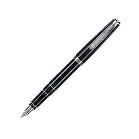 Pilot® Falcon Fountain Pen, 14-Karat Gold Broad Point, Black Barrel, Black Ink