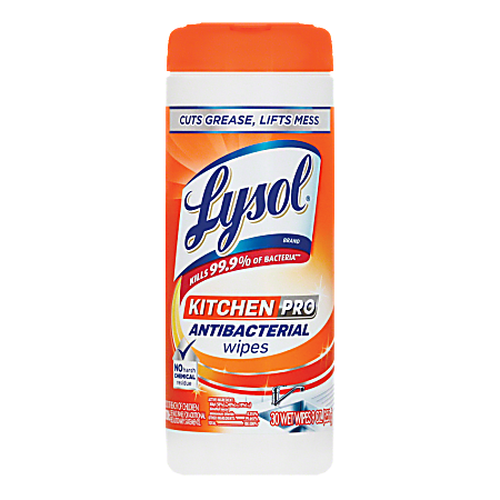 Lysol® Kitchen Pro Antibacterial Cleaning Wipes, Pack Of 30