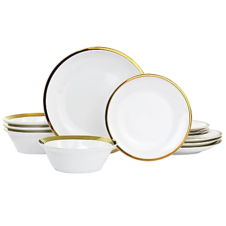 Gibson Home Premier 12-Piece Dinnerware Set, Gold