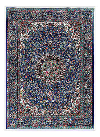 Linon Innova Area Rug, 3-1/2' x 5', Riene Blue/Ivory 