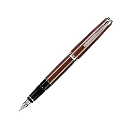Pilot® Falcon Fountain Pen, 14-Karat Gold Fine Point, Brown Barrel, Black Ink