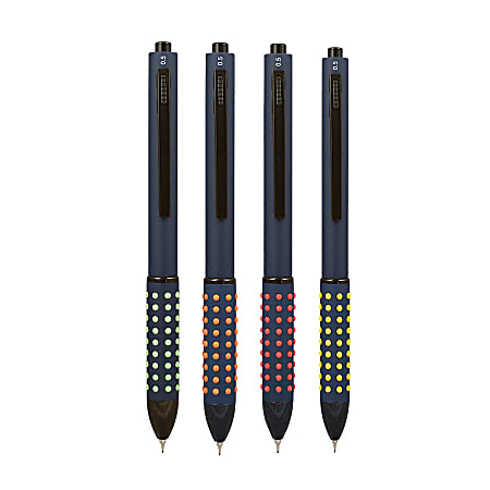 Yafa Quad-Point 4-Function Pen, Medium Point, 0.8 mm, Assorted Barrels, Black Ink