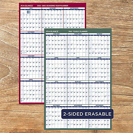 Lot de 10 Calendrier annuel vertical fr bleu par 10 - 43x55cm