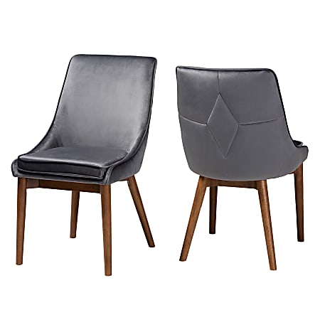 Baxton Studio Gilmore Dining Chairs, Gray/Walnut Brown, Set Of 2 Chairs