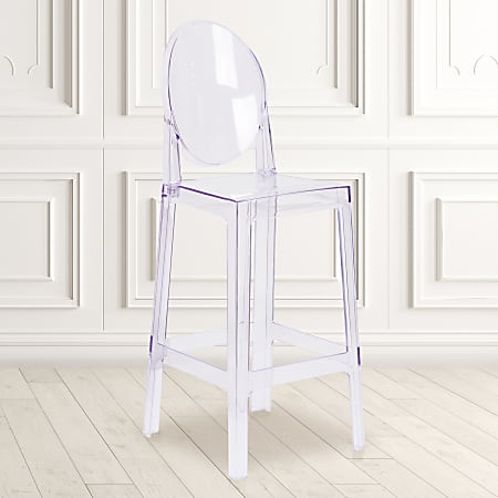 Flash Furniture Ghost Bar Stool With Oval Back, Transparent Crystal