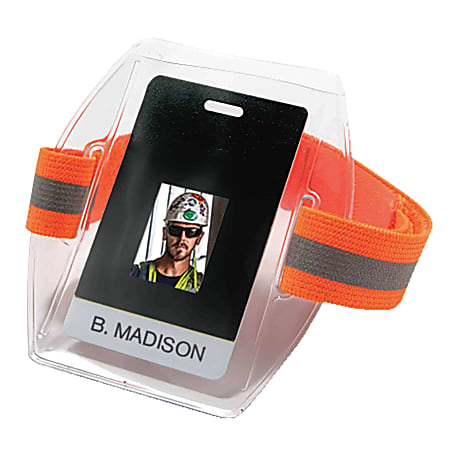 Ergodyne Squids® 3386 Arm Band ID/Badge Holders, 4-3/4", Hi-Vis Orange, Pack Of 6 Holders