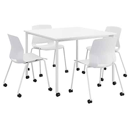 KFI Studios Dailey Square Dining Set With Caster Chairs, White