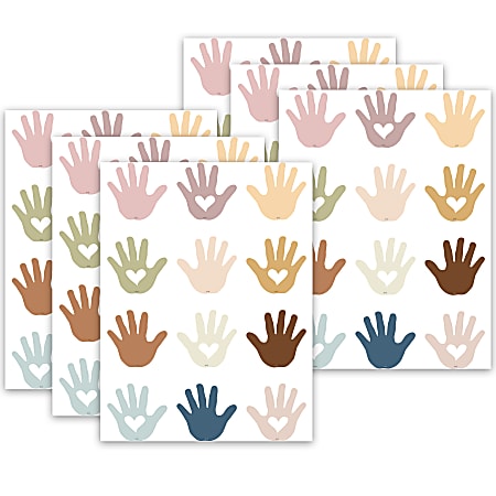 Teacher Created Resources Mini Accents, Everyone Is Welcome Helping Hands, 36 Pieces Per Pack, Set Of 6 Packs