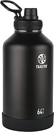 Takeya Actives Spout Reusable Water Bottle, 64 Oz, Onyx