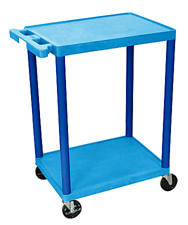Luxor 2-Shelf Plastic Utility Cart, 33 1/2"H x 24"W x 18"D, Blue