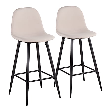 LumiSource Pebble Bar Stools Beige Black Set Of 2 Stools