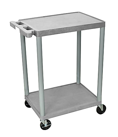 Luxor 2-Shelf Plastic Utility Cart, 33 1/2"H x 24"W x 18"D, Gray