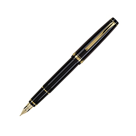 Pilot® Falcon Fountain Pen With 14K Nib, Medium Point, Black Barrel, Black Ink