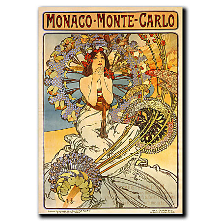 Trademark Global Monaco-Monte Carlo Gallery-Wrapped Canvas Print By Alphonse Mucha, 24"H x 32"W
