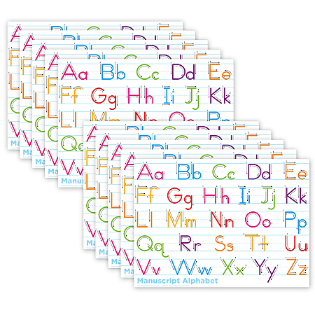 Ashley Productions Smart Poly PosterMat Pals Space Savers, 13" x 9-1/2", Traditional Manuscript, Pack Of 10 Pieces