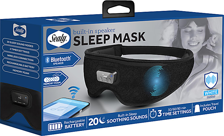 Sealy SL HW SN 110 BK Sleep Mask With Bluetooth Earphones 6 H x 9