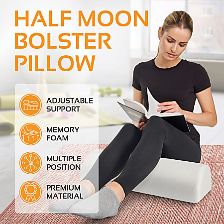 AllSett Health Large Half Moon Bolster Foam Pillow 5 1 8 H x 8 3 4 W x 22 1 8 D White