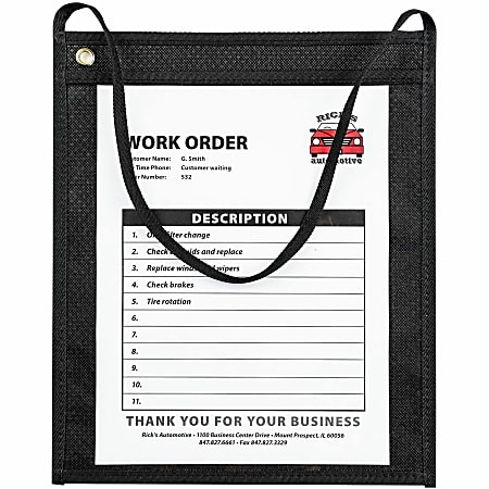 C-Line Fabric Hanging Strap Shop Ticket Holders, 12"H x 9"W, Fabric, Clear, 15 / Box
