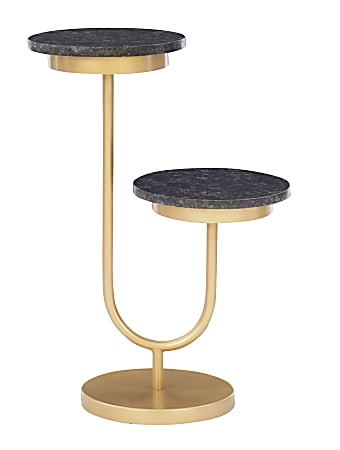 Powell Grendel Dual Drink Table, 24-3/4"H x 10-1/2"W x 17-1/2"D, Gold/Black