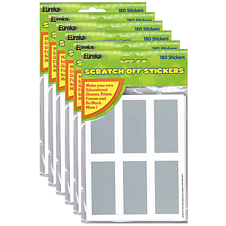 Eureka Rectangles Scratch Off Stickers, Assorted Colors, 180