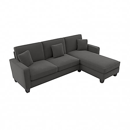 Bush® Furniture Stockton 102"W Sectional Couch With Reversible Chaise Lounge, Charcoal Gray Herringbone, Standard Delivery