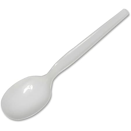 Plasticpro Cutlery Plastic Soup Spoons Medium Weight Disposable Silverware White