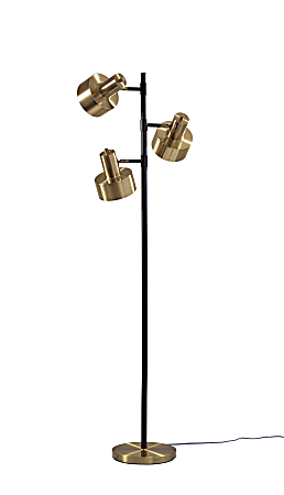 Adesso® Clayton Tree Lamp, 66-1/2"H, Antique Brass/Matte Black