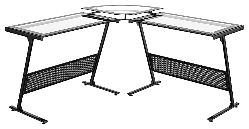 Z-Line Designs Delano L-Shaped Glass Computer Desk, Black