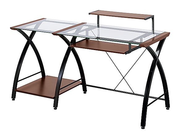 Z-Line Designs® Brisa Glass Computer Desk, 36"H x 61"W x 24"D, Cherry