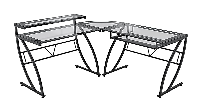 Z-Line Designs Feliz 60"W L-Shaped Glass Corner Desk, Black