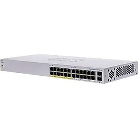 Cisco 110 CBS110-24PP Ethernet Switch - 24 Ports - 2 Layer Supported - Modular - 2 SFP Slots - 17.29 W Power Consumption - 100 W PoE Budget - Twisted Pair, Optical Fiber - PoE Ports - Desktop, Wall Mountable, Rack-mountable - Lifetime Limited Warranty