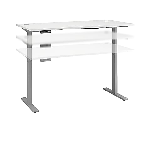 Bush Business Furniture Move 60 Series 72"W x 30"D Height Adjustable Standing Desk, White/Cool Gray Metallic, Premium Installation