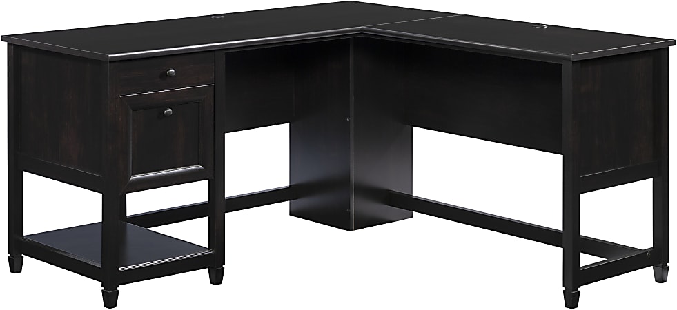 Sauder® Edge Water 59"W L-Desk With Drawers, Estate Black®