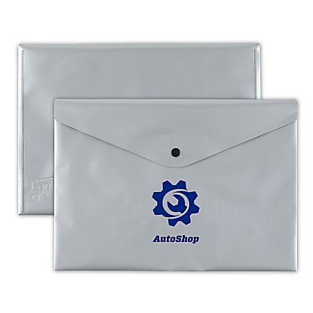 Custom 1-Color Snap Closure Poly Open Side Envelope/Document Holders, Assorted Colors, 13" X 9-1/4", Box Of 60