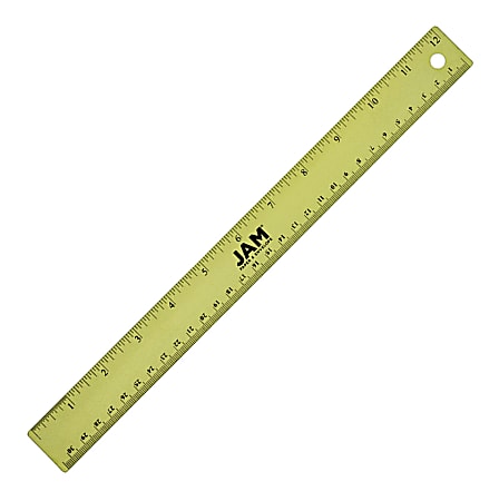 JAM Paper® Non-Skid Stainless-Steel Ruler, 12", Lime Green