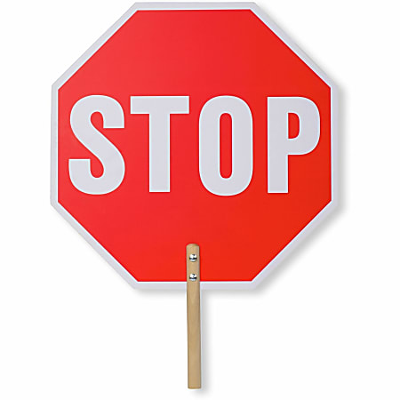Tatco Handheld Stop Sign - Print/Message "Stop" - 18"x 18"x0.2" Depth - White Print/Message Color - Double Sided - 17520