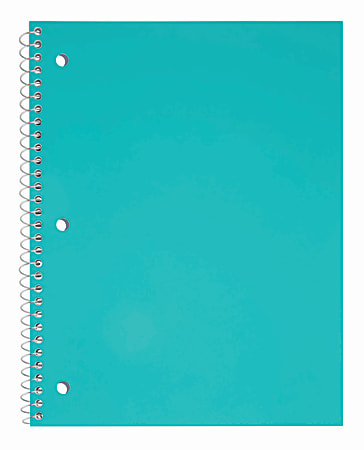Just Basics® Poly Spiral Notebook, 8 1/2" x 10 1/2", College Ruled, 140 Pages (70 Sheets), Teal