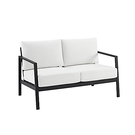 Linon Abilene Aluminum Outdoor Loveseat, 31-1/4”H x 51-1/4”W x 30”D, White/Black