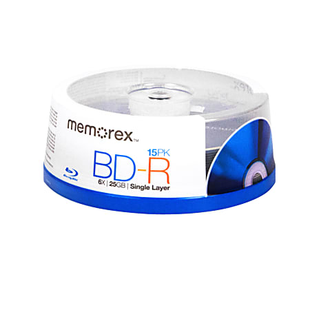 Memorex® Blu-ray Disc™ Recordable Media Spindle, 25GB, Pack Of 15 Discs