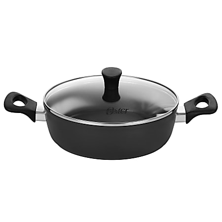 Oster 3-Quart Non-Stick Aluminum Everyday Pan With Lid, Black