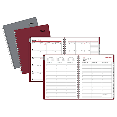 Office Depot® Brand Plastic Cover Weekly/Monthly Planner, 7" x 9", Assorted Colors, January to December 2018 (OD712110-18)