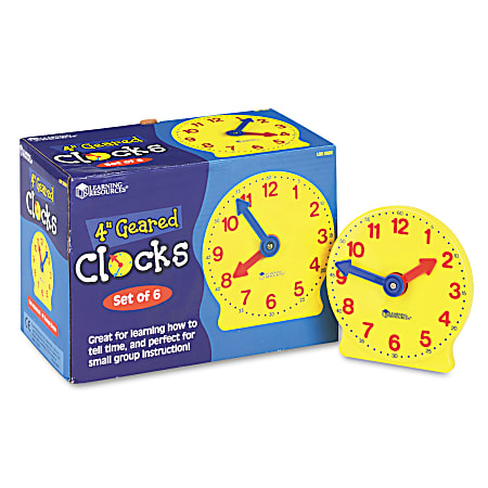 Learning Resources Geared Clocks, 4", Set Of 6