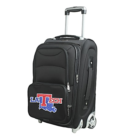 Denco Sports Luggage NCAA Expandable Rolling Carry-On, 20 1/2" x 12 1/2" x 8", Louisiana Tech Bulldogs, Black