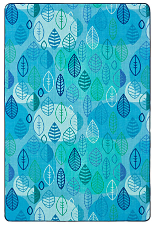 Carpets for Kids® Pixel Perfect Collection™ Peaceful Spaces Leaf Activity Rug, 4' x 6', Blue